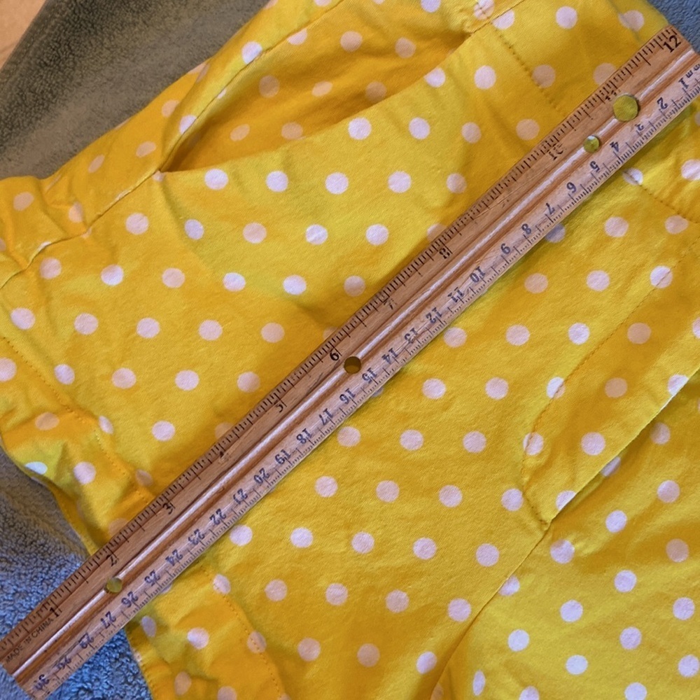 Yellow lined shorts with white dots size small - Picture 3 of 10